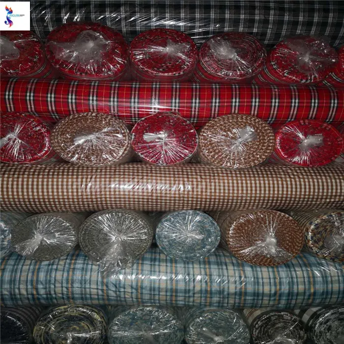 China supplier high quality  TC   yarn dyed shirting check designs  stock lot recycled fabric