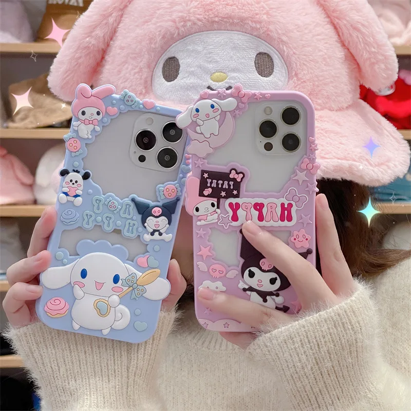 DL22310 3D Cartoon Soft Silicone Phone Cases For i14promax i13 i12 Mobile Cover Cute Pink Girl