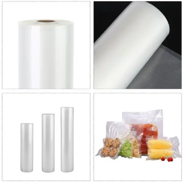Перерабатываемые тисненые нейлоновые пластиковые упаковочные вакуумные пакеты для хранения продуктов в рулонах дома