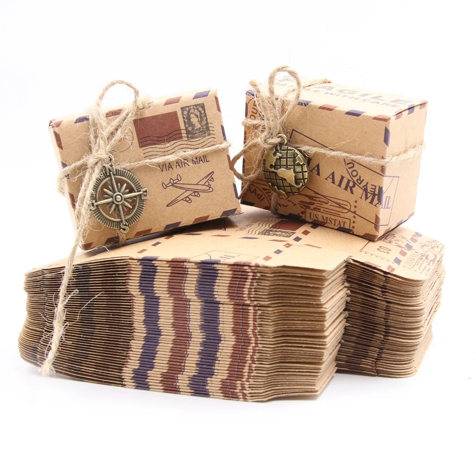 kraft Paper Creative Candy Box with Accessories Wedding Favors and Gift Boxes Birthday Party Decoration Supplies