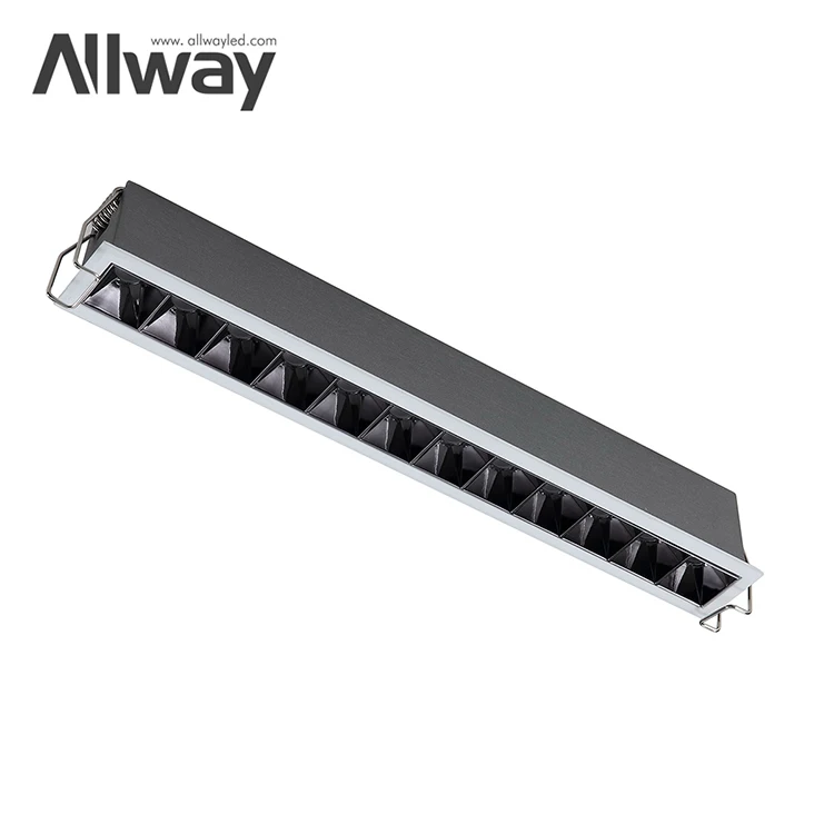ALLWAY Top Sale Long Life Black Aluminum Modern Downlights Room 25w Led Linear Grille Lamp