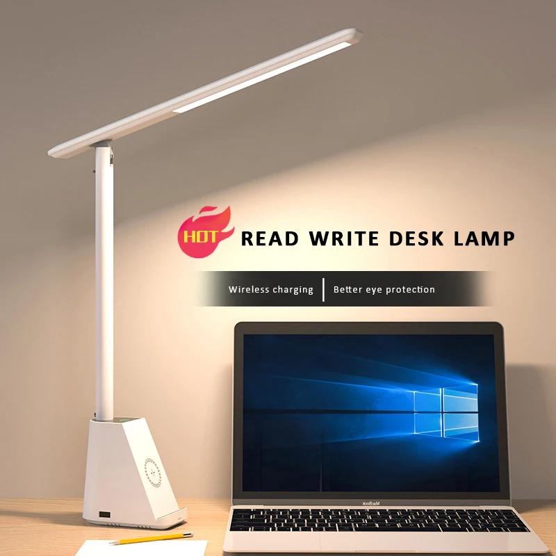 Popular Simplicity Design 15W Wireless Charge Table Lamp Office Rechargeable Led Light Study Desk  Lamp