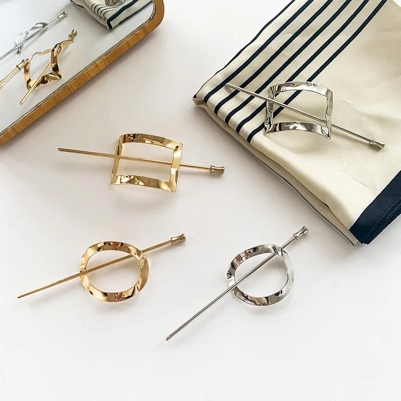 Metallic geometric hairpin retro elegant panhair hairpin simple hairpin hair ornaments