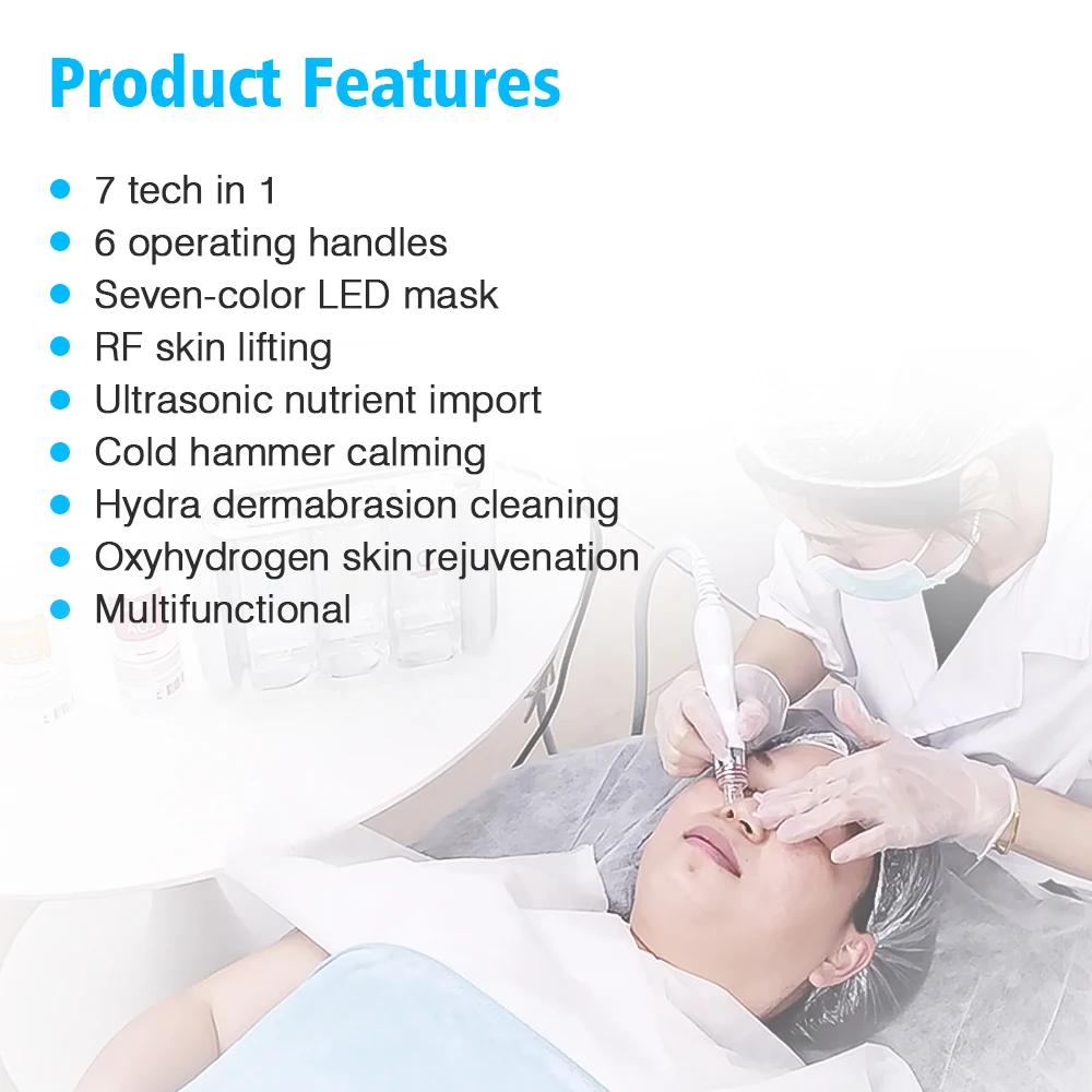hydra microdermabrasion 7 in 1 oxigen hydro jet peel h2o2 oxygen facial dermabrasion machine with led mask