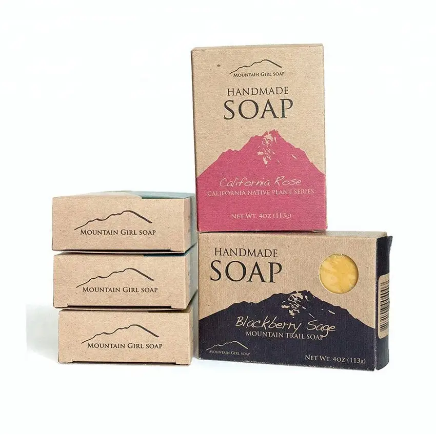 BSCI Chinese Factory Supply  Recycled Kraft Paper Boxes For Hand Made Craft Soap Package Box