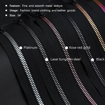 Оптовая продажа высококачественные аксессуары для одежды металлическая молния с зубцами из розового золота на заказ