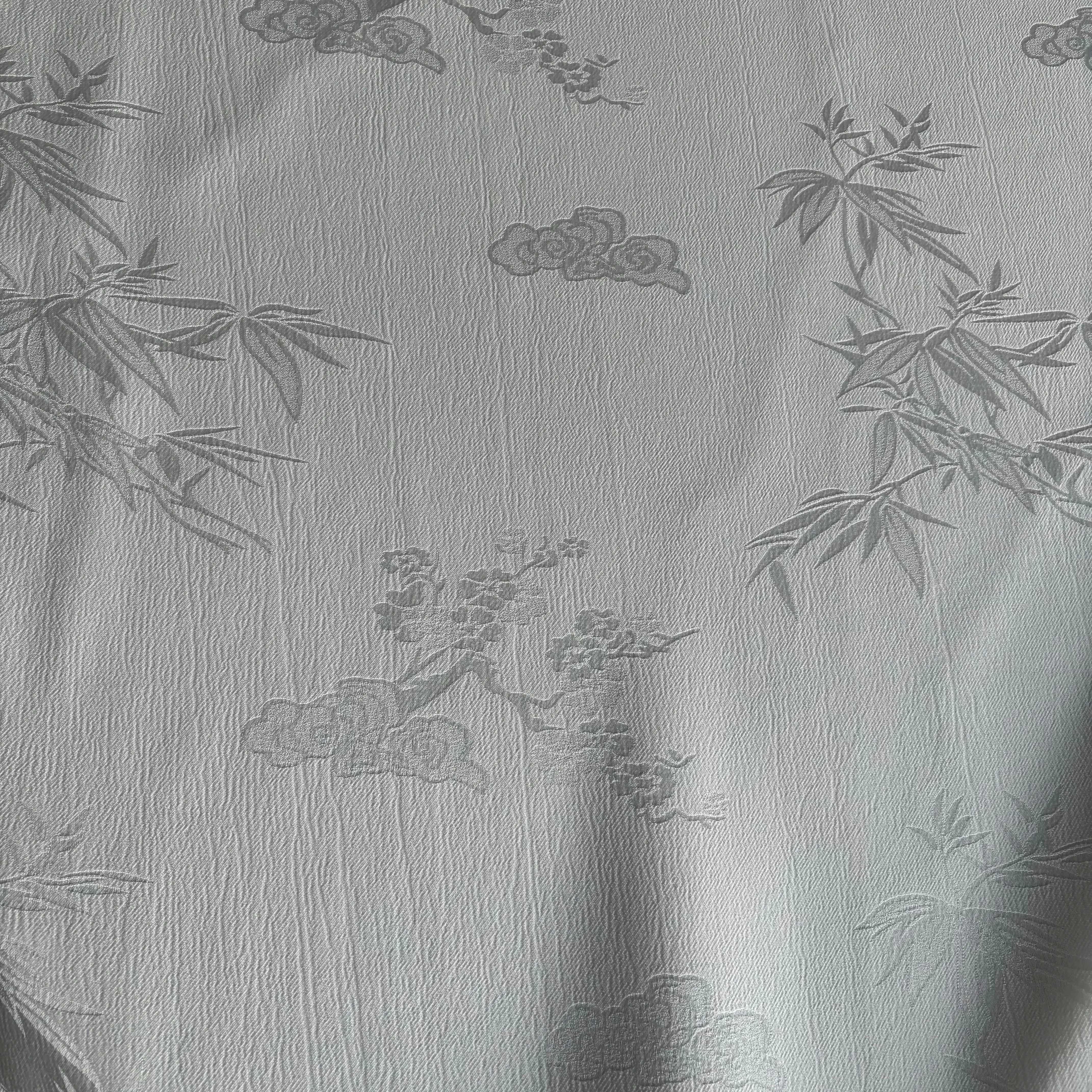 3316 Acetate Like Satin Embossed Jacquard Fabric With Cloud & Bamboo Embossing Pattern For Cheongsam Dresses
