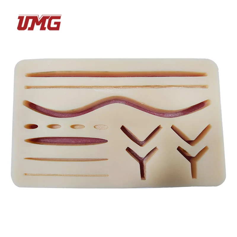 Medical Science Teaching Resources Durable Use Skin Silicone Suture Training Pad model with Cut Wound