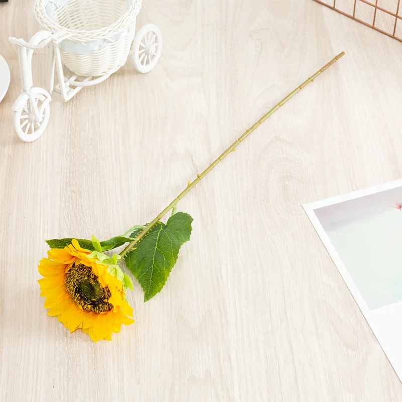 Simulation Single Small Sunflower Artificial Flower Project Home Display Decoration Sunflower-Wedding Shooting Props