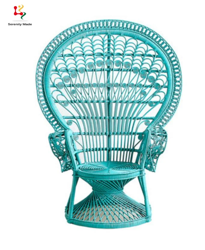 Foshan Cheaper Price White Garden Peacock Rattan Chair With Seat Pad