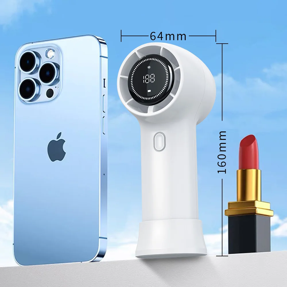 Portable 100 Gears High Speed Electric Turbo Mini Fan USB Rechargeable Air Cooling Handheld Fan With LED Display Hand Fan