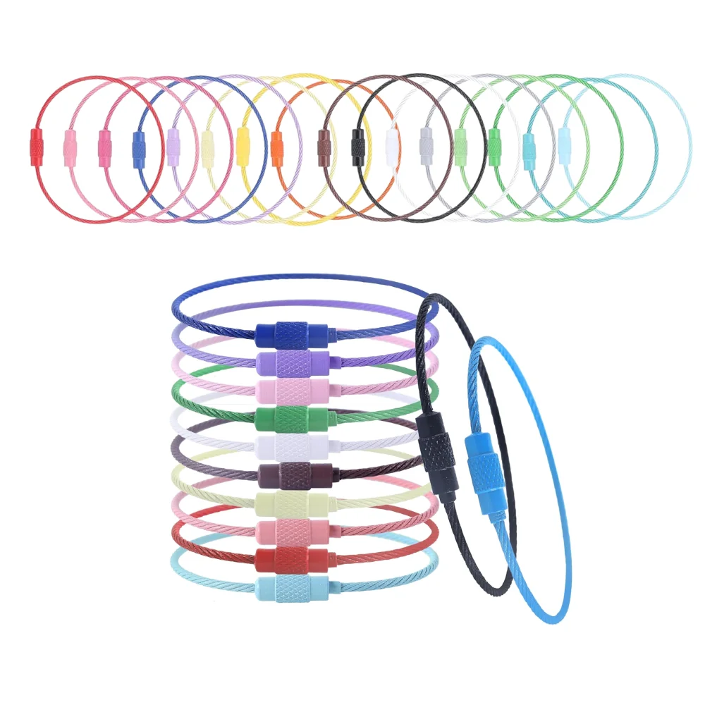 Hot Sell Colorful Stainless Steel Loops Stainless Steel Wire Ring Key Chain Carabiner Keychain For Hanging Luggage