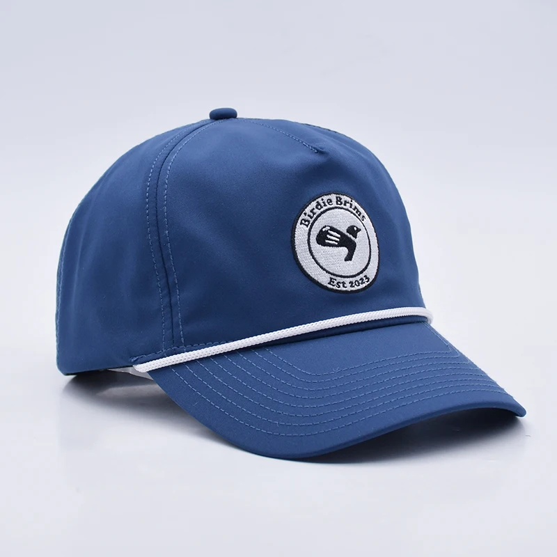 Wholesale Blue Rope Baseball Cap Custom Structured Embroidery Logo 5 Panel Golf Hats Gorras