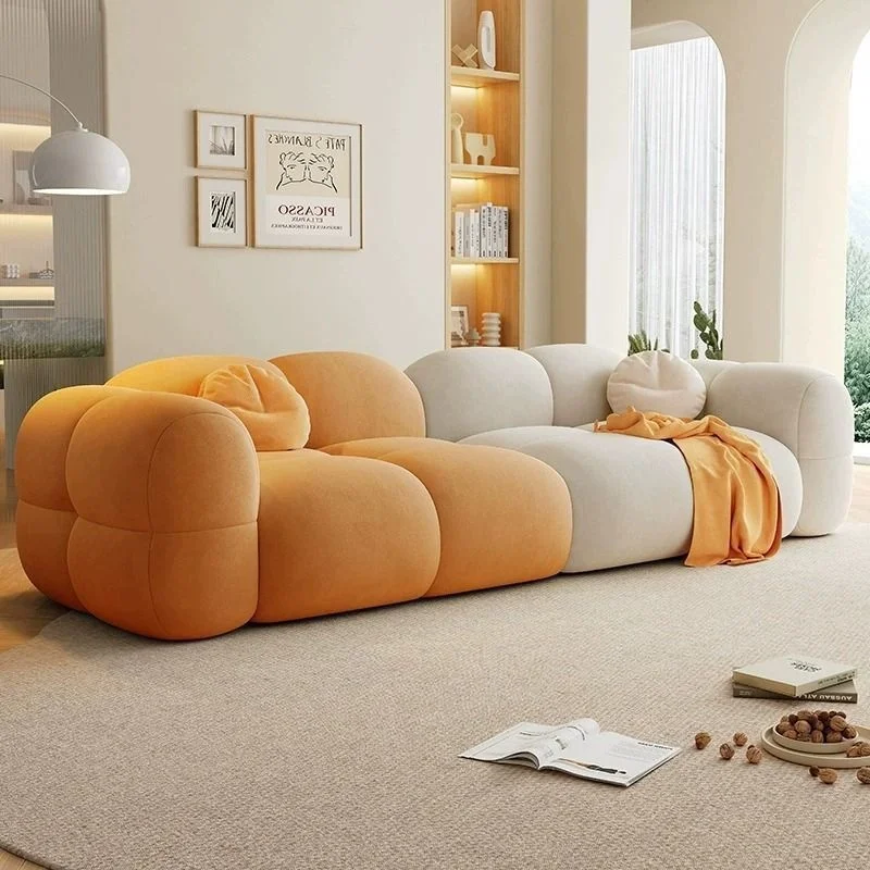 Modern Scandinavian Luxury Bedroom Set Accessible Curved Sofa Color-Matched Luxury Bed Stylish Normcore Design Popular