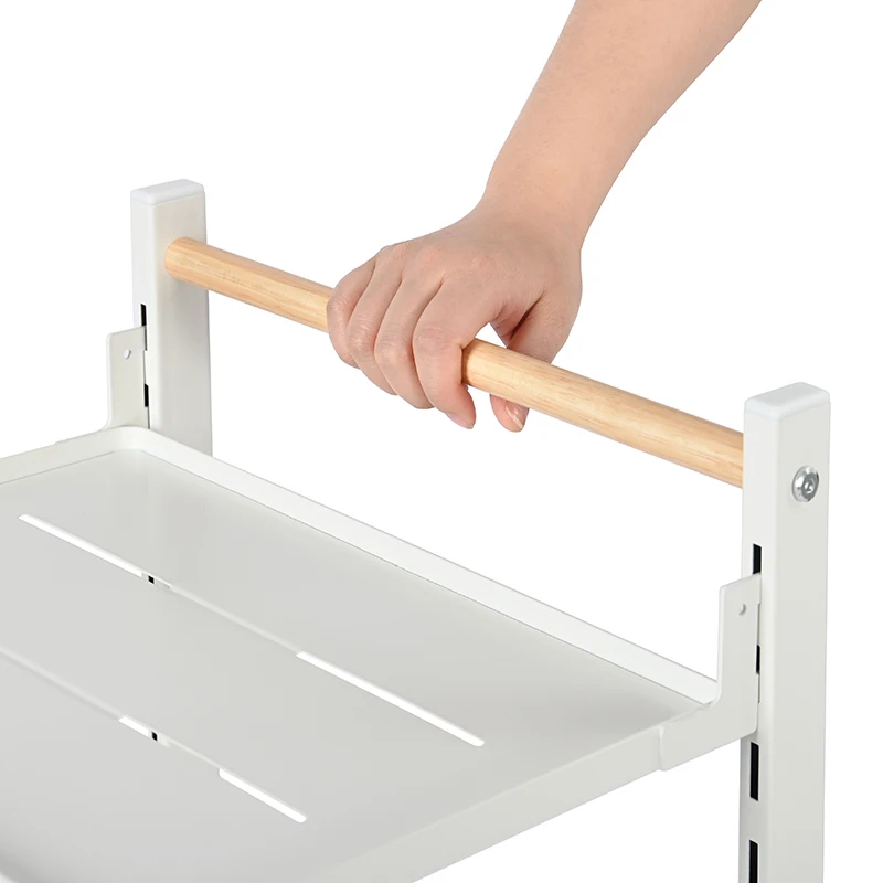 Multi-layer Metal Rolling Kitchen Utility Trolley Cart Adjustable Layer Pot Holder Pan Storage Pot Rack With Wheels