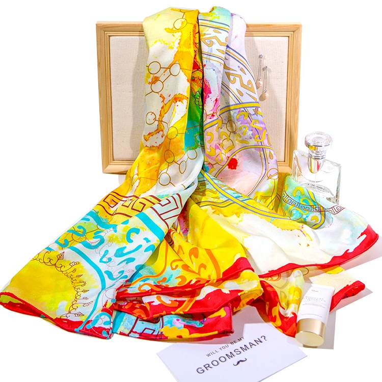 Printed Shawl  Silk Multifunction Floral Print Chiffon Hijab Scarf 2021 Fabric Handbag Jersey Long Silk Scarf Printing