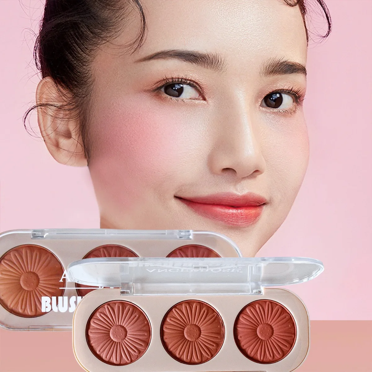 Explosive three-color blush palette matte blush contour three-dimensional eyeshadow easy to carry face makeup