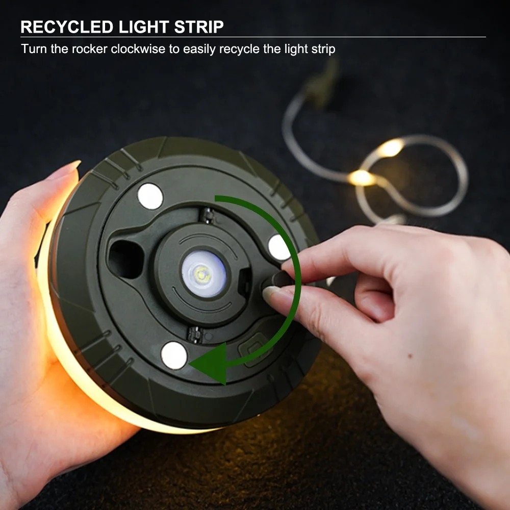 Portable Camping String Lights Durable Waterproof Festive Atmosphere Outdoor Camping Lamps Rechargeable Tent Light