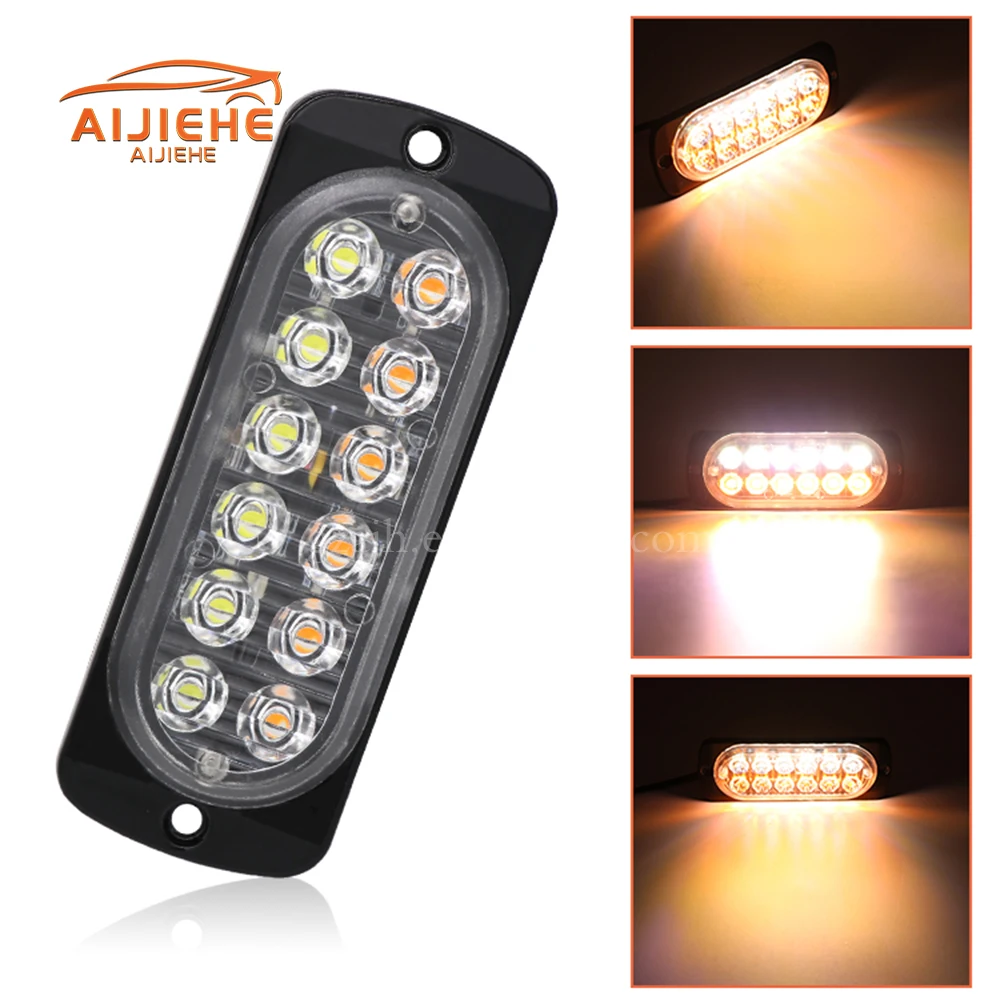 Hazard Warning Car Trailer Truck Motorcycle side marker light amber 12V 12Led Emergency Strobe Turn Light Bar