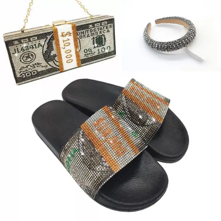 Dollar Bag Purses Clutch, Crystal Rhinestone Money 100 Dollar Bill Sign Bling Evening Bag/