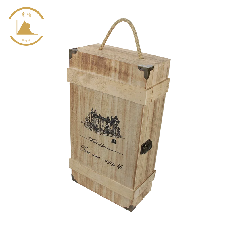 Factory Direct Wooden Wine Box Gift with Hinged Lid Tung Wood Case for Storage and Crafts Customized Engraving Logo
