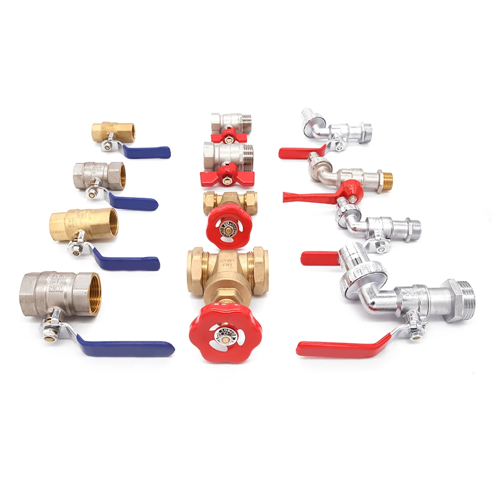 wholesale PN25-30 brass ball valve forged water and gas use with or without nickel plated gate valves tap bibcoks