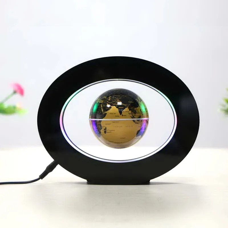 oval shape and C shape magnetic levitation platform for globe picture with LED lights