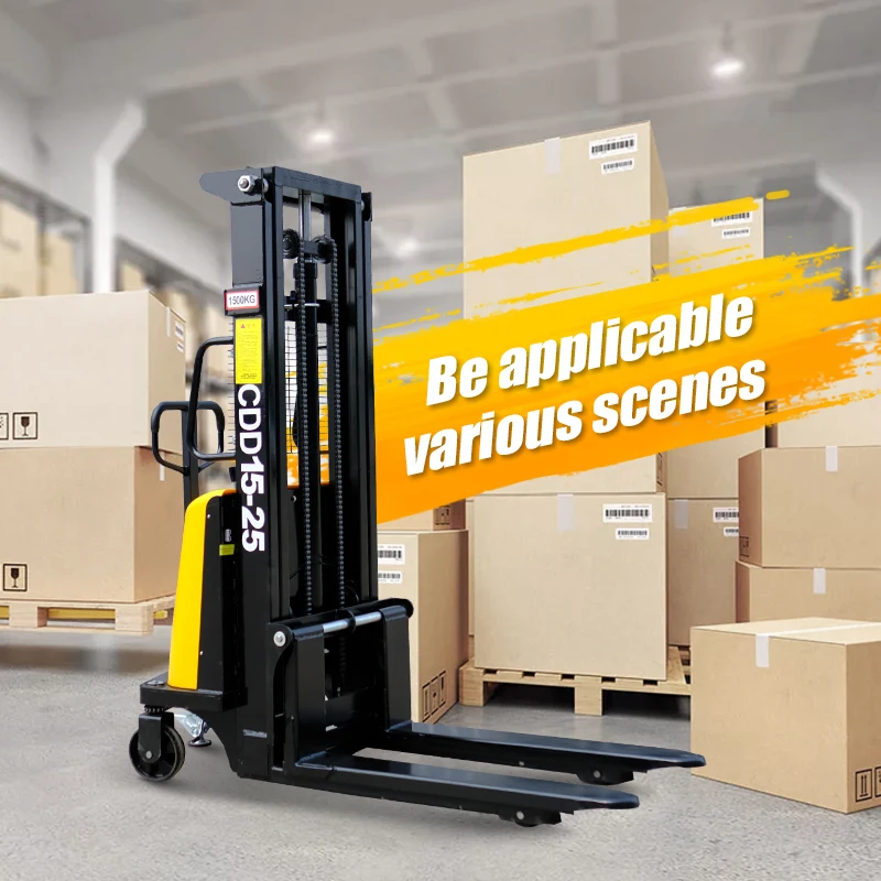 China high quality All Electric Walking Forklift 1.5ton 2ton Pallet Stacker Electric Stacker With Charger Battery Small Space