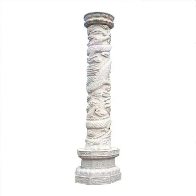 Wholesale Decorative Design Carving Large Round White Natural Marble Roman Column Pillar for Sale