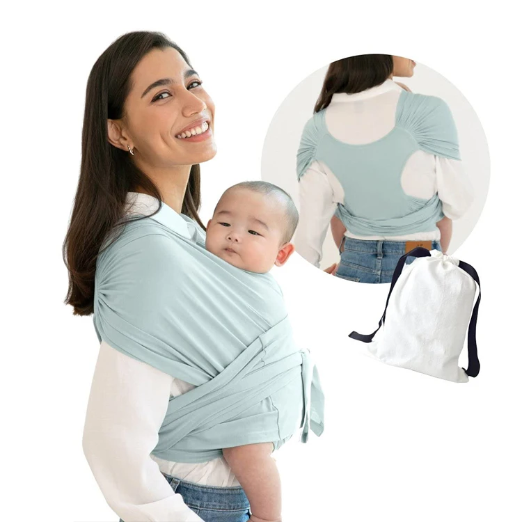 Baby Wrap Carrier Premium Cotton Baby Wrap Simple Pre-wrapped Infant Carrier for Baby Sling Wrap Carriers