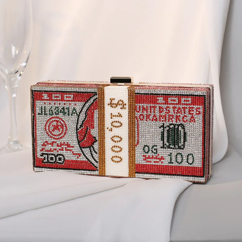 
2021 Design Money Handbags for Women Wallets Diamond Rhinestone Evening Bags Handbags 