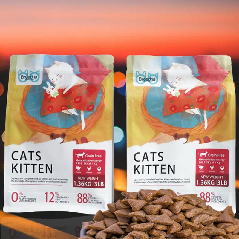 custom plastic flat bottom cat dog pet 400g 200g stand up pet food packaging bag