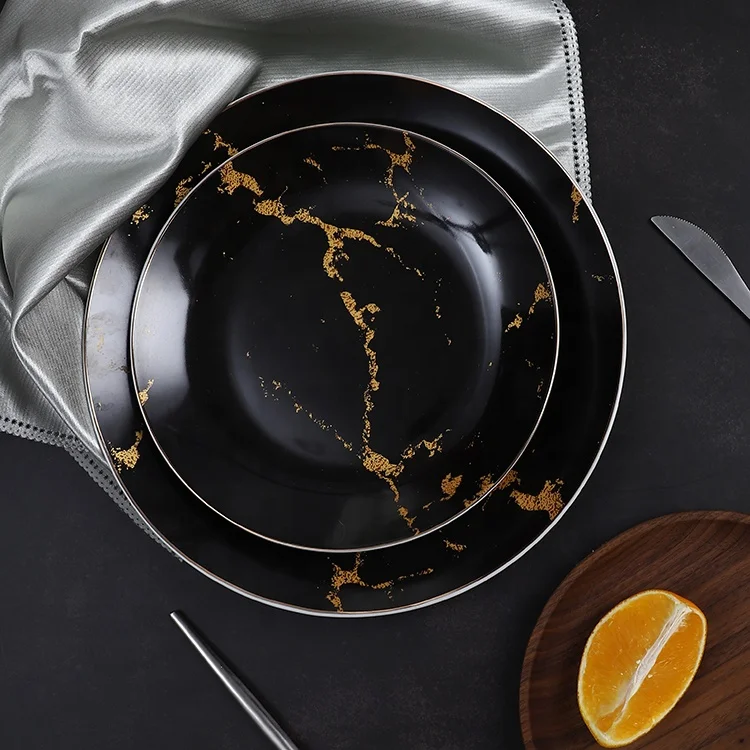 Новинка, столовые тарелки для ресторана, керамические мраморные современные тарелки, набор