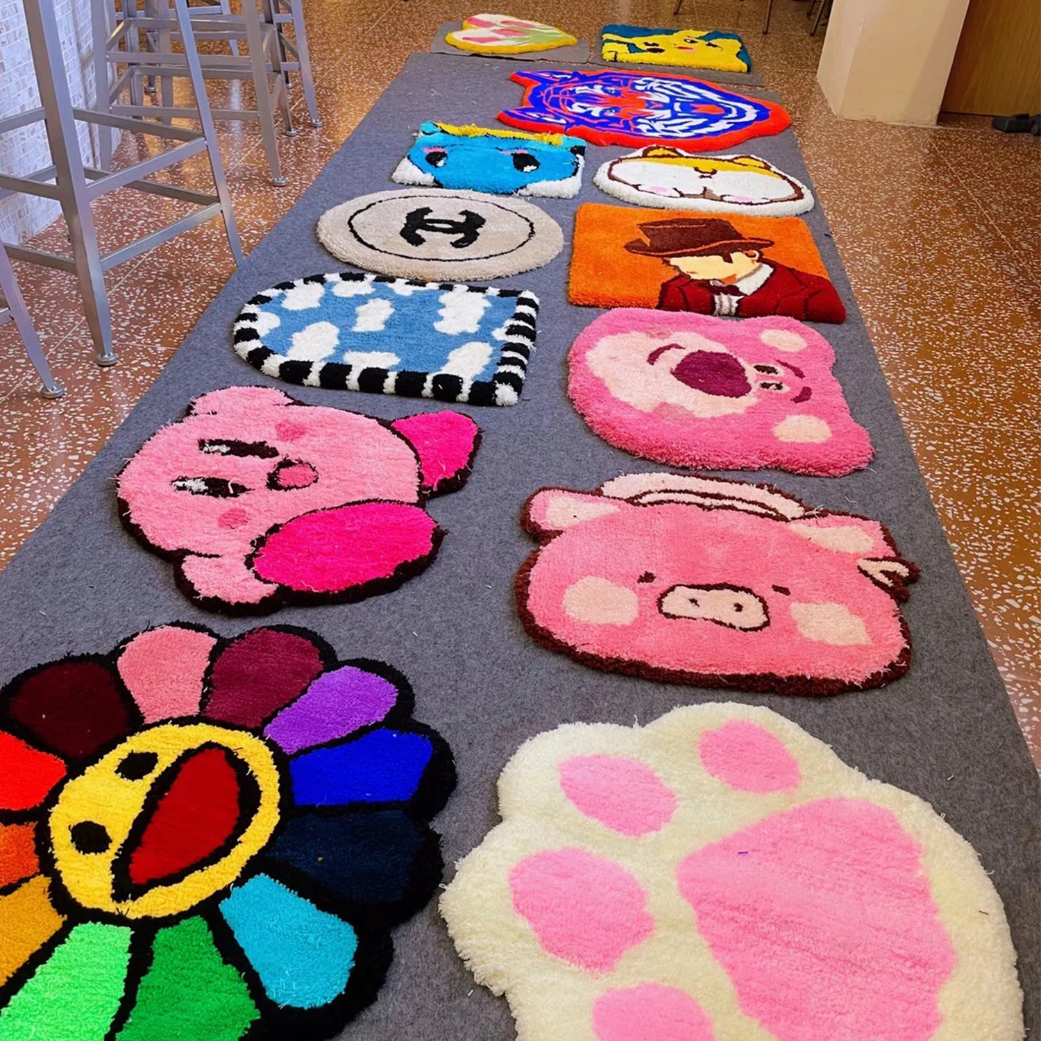 FMT Handmade Acrylic Wool Silk Viscose Living Room Carpet Bedroom high low pile with carving Carpet and Rug