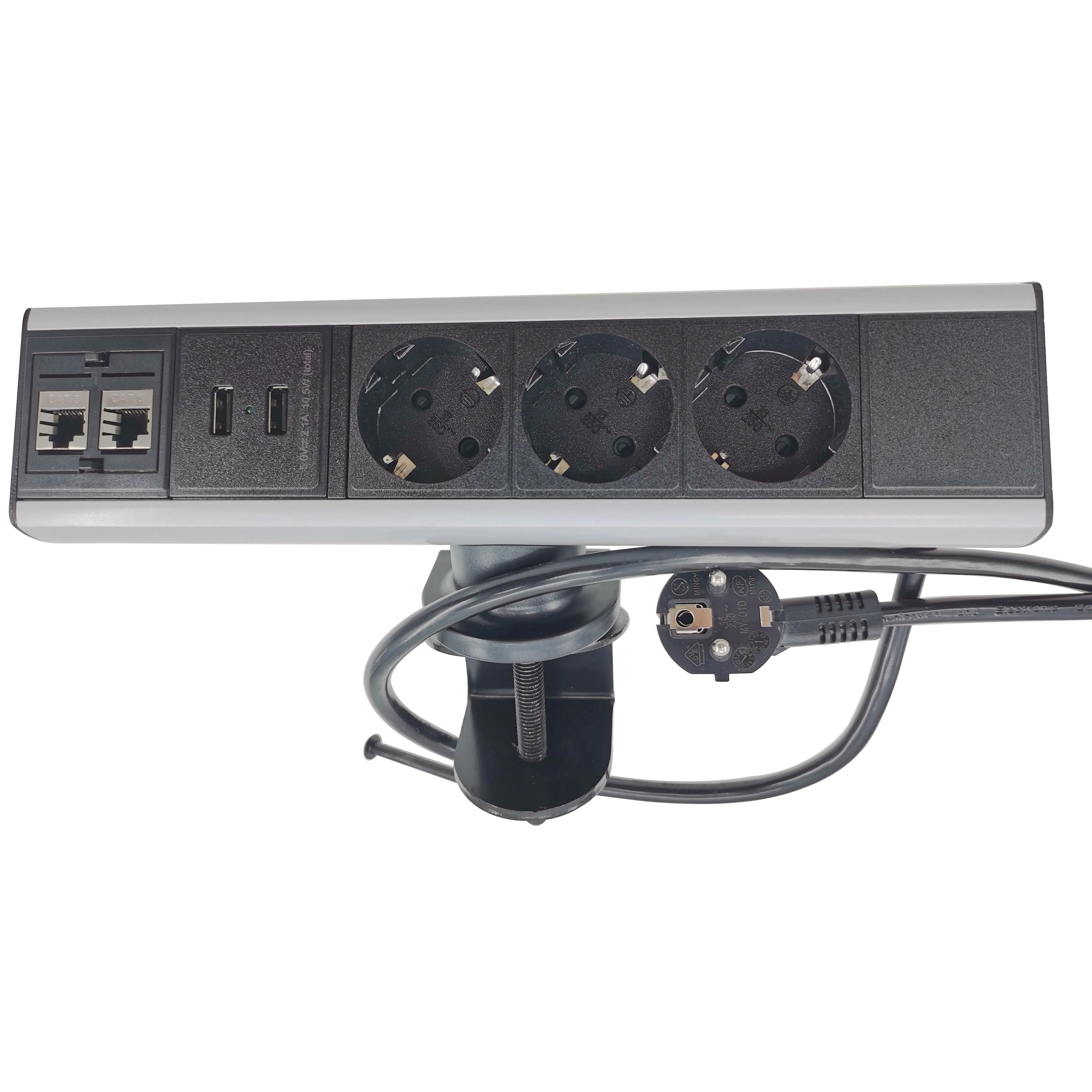 Aluminum Shell Table Clamp power socket with Data & USB loading ports