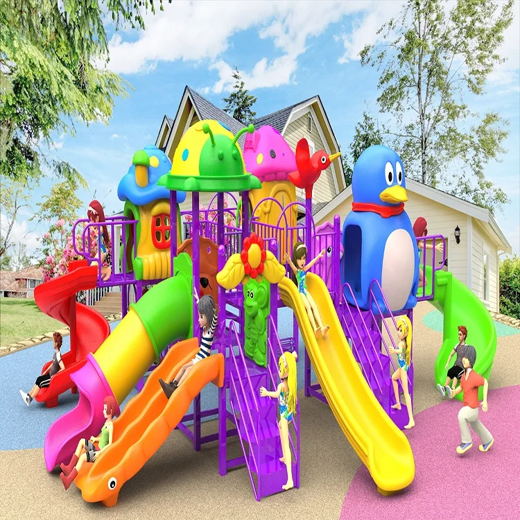 New Style China Factory Manufactured Plastic Kids Outdoor Playground Paradise Park Amusement Equipment With Kids Slide