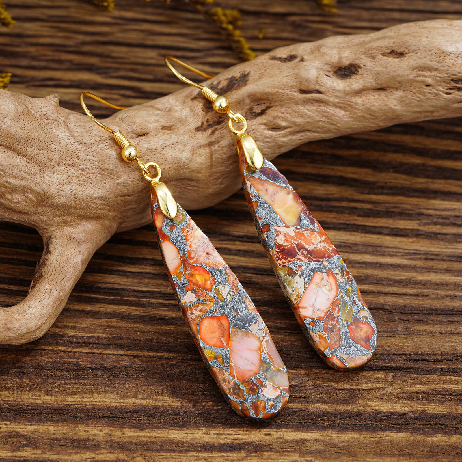 Серьги-подвески из натурального морского осадка