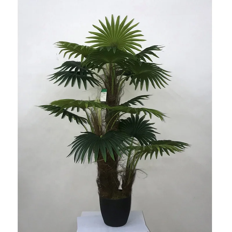 120cm height with 18pcs leaves mini artificial indoor decorative fan palm bonsai tree plant,  artificial mini fan palm tree