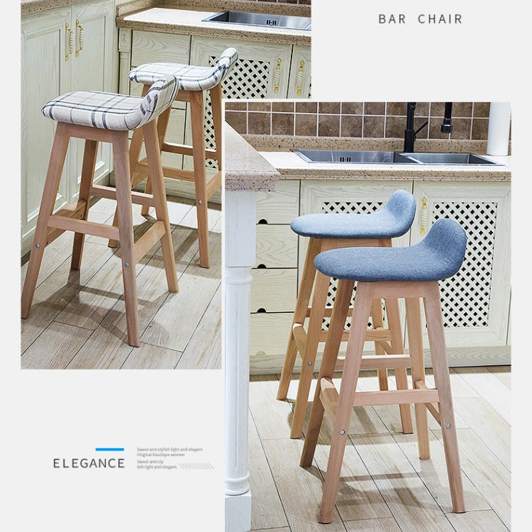 
Bar Stool High Kitchen Counter Chair Retro Leather PU Fabric Wooden Rustic Classic Cheap Industrial Vintage Stool Bar With Back 