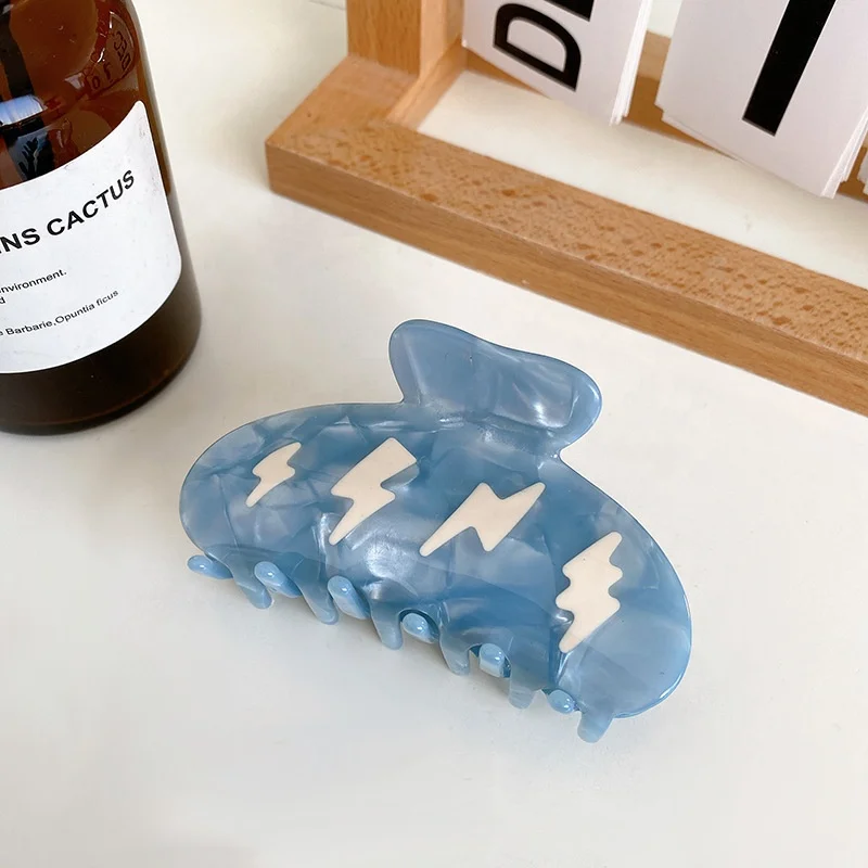 Wholesale new color matching hair claw clip cloud acetate blue hair claw lightning hair claw for girls