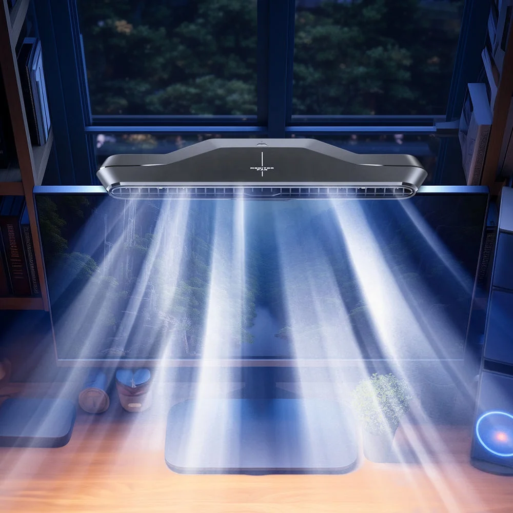 New Bladeless Clip On Computer Monitor Fan 3 Speeds Desktop Table Cooling Fan Adjustable Clamp PC Laptop Personal Cooling Fan