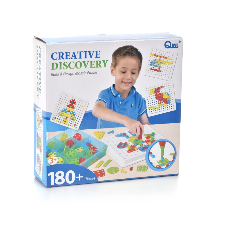 KSF Children Classic STEM Mosaic Puzzle Toys Dinosaur Construction Engineering Building Block Games Screw Tool Toy Set