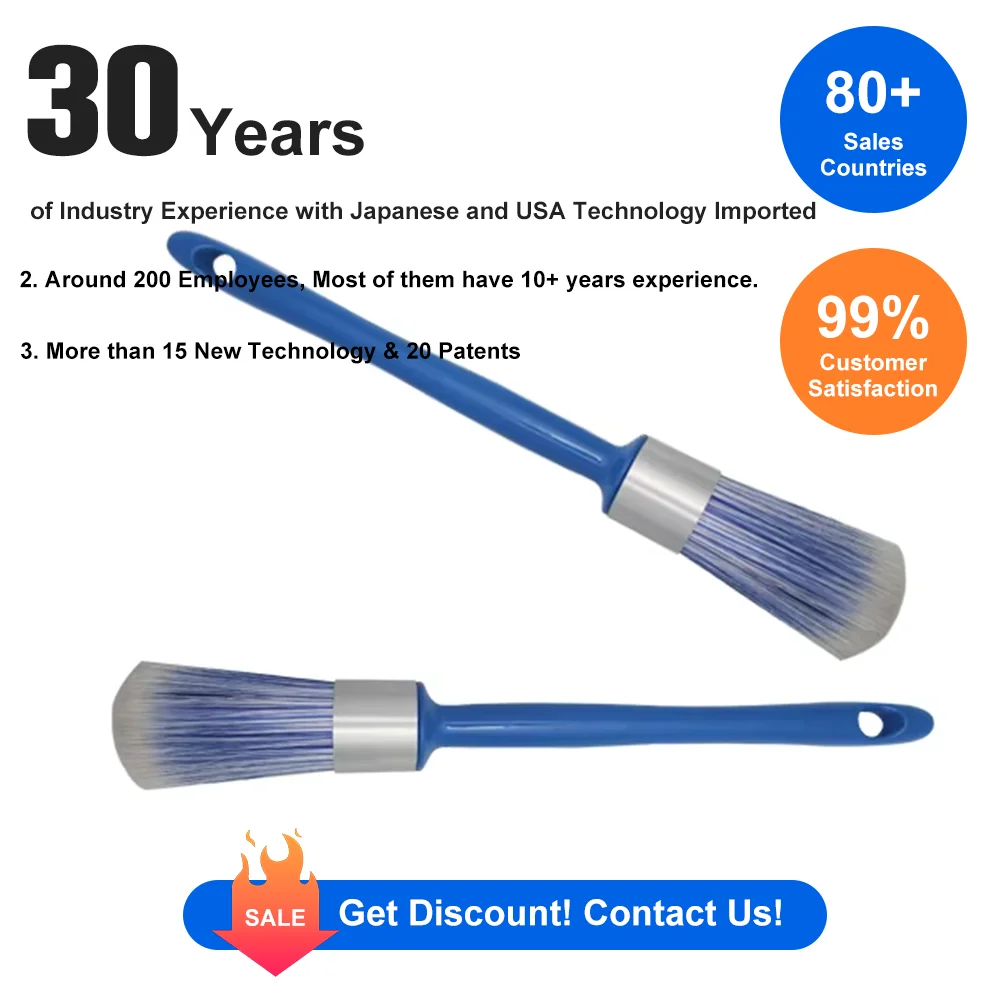 CHOPAND Eco-Friendly Custom Size Polyester Material Blue Round Handle Wall Paint Brush Set