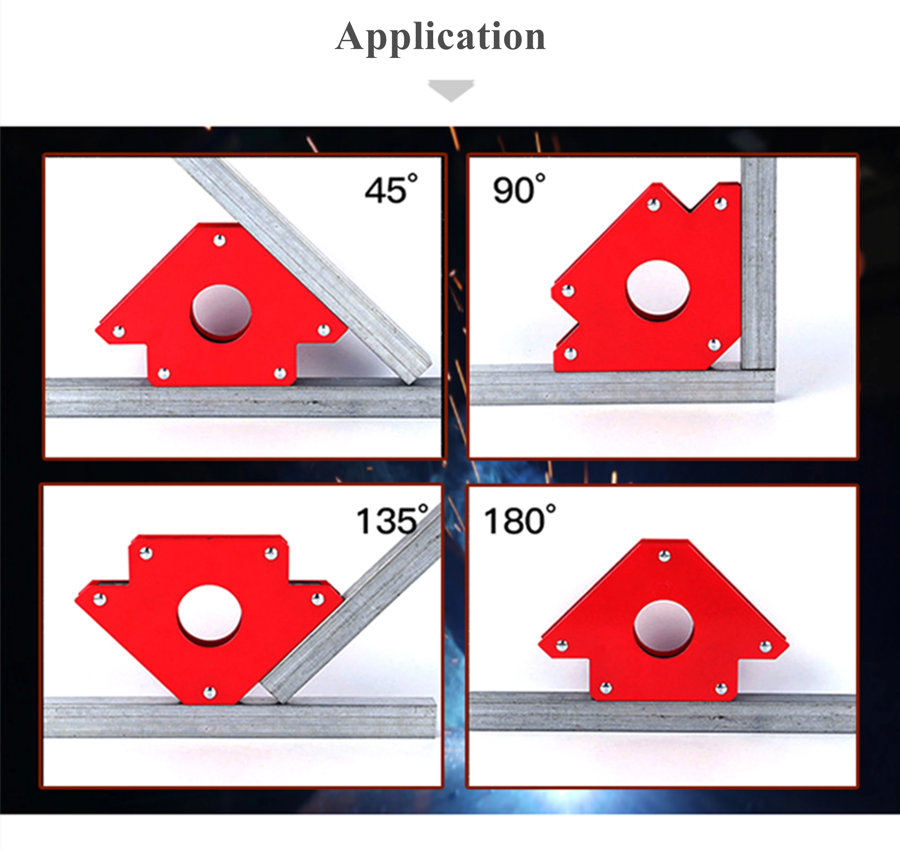 Factory Wholesale Triangle Style Magnetic Welding Positioner Red Magnet Set