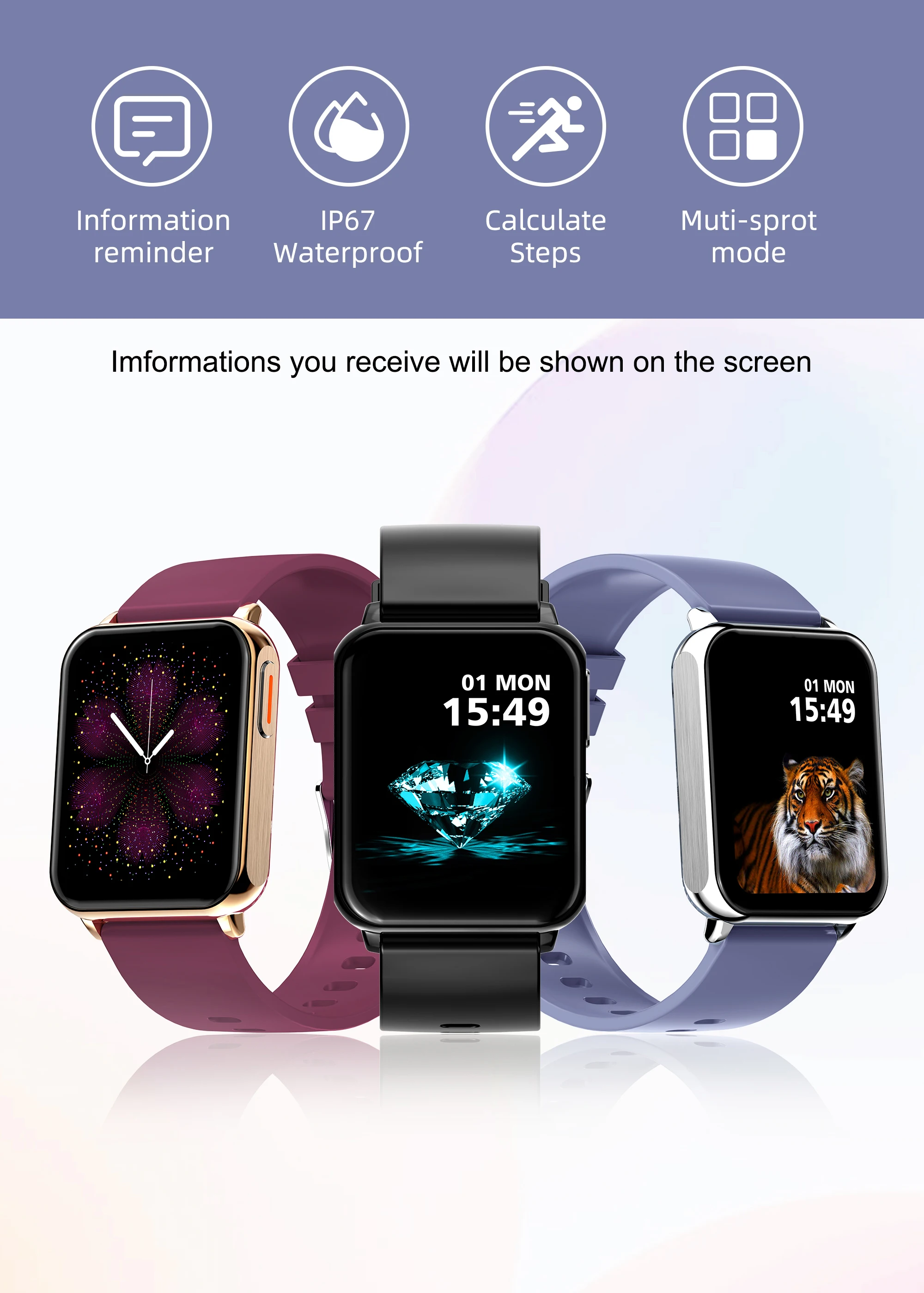 1.78inch AMOLED 368*448 HD Screen BT Call Phone Health Sports Smart watch DaFit APP Waterproof Custom Dial Watches Smartwatch