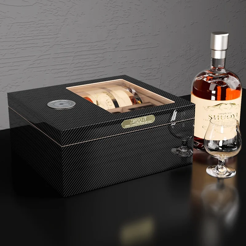 cedar wood wine cooler humidor elie bleu transparent glass top handcrafted cedar humidor with front digital hygrometer