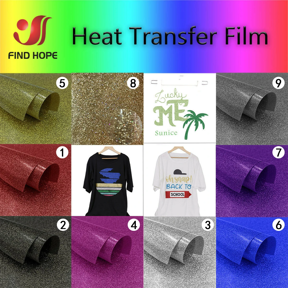 
30cm*50cm Glitter Heat Transfer Vinyl label Iron-on Garment T-shirt DIY Heat Press T-shirt Digital Craft Cutter Film HTV 