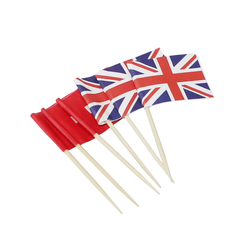 Custom party cake decor wooden mini tooth pick stick flag 2.5x3.5cm