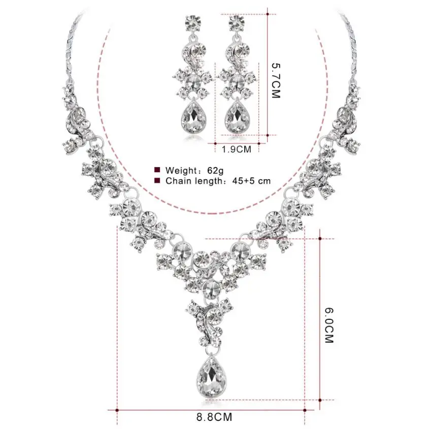 Women Dubai Costume Fashion Jewelry Sets Wedding 925 silver Necklace Set