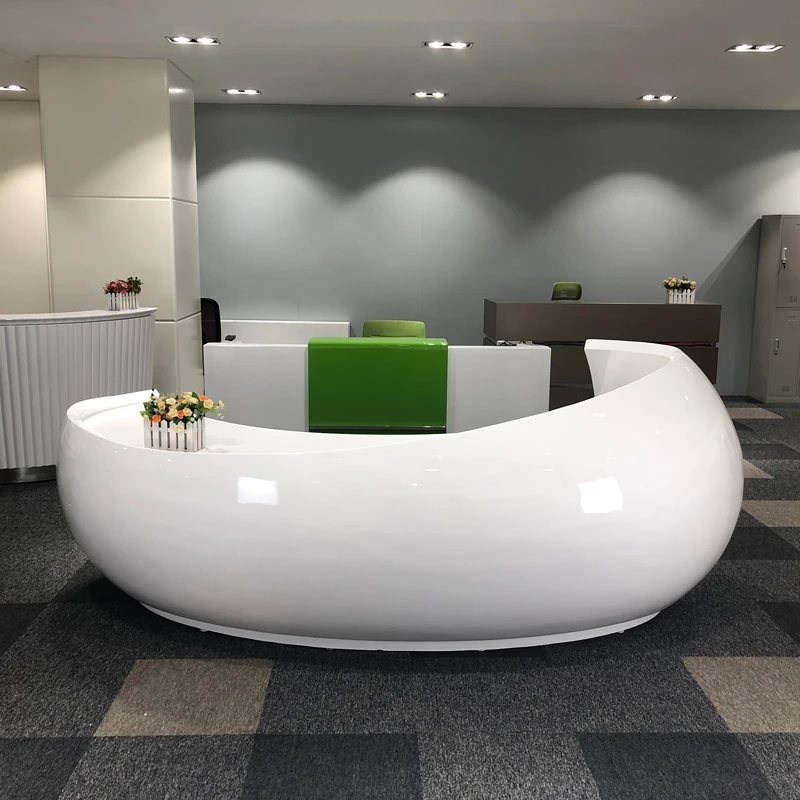 Commercial unique glossy Fashion salon white spa salon bank hospital hotel Office reception counter Modern reception desk